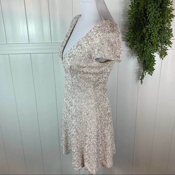 Dress The Population Zoe Sequin Minidress Cream Beige Womens Small - Picture 6 of 11